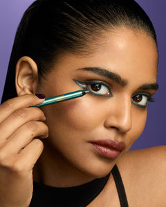 Eye makeup products including mascara, eyeliners, and eyeshadow palettes