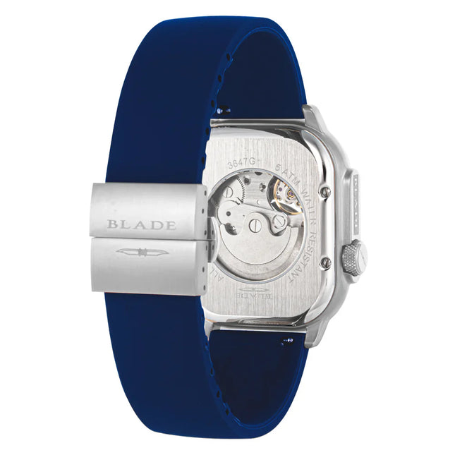 ساعة رجالي BLADE Sting Blue 3647G5SBB بهيكل من الفولاذ المقاوم للصدأ وحزام سيليكون ومينا مكشوفة