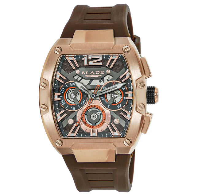 ساعة رجالي BLADE Magnifique Bronze 3652G5ROO متعددة الوظائف بهيكل من الستانلس ستيل وحزام سيليكون