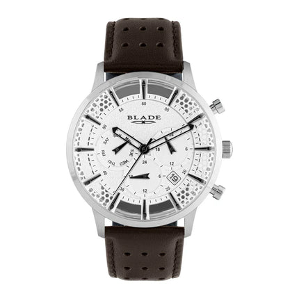 BLADE BARE WHITE 3673G1SSO SS Case & Leather Strap Multifunction Men’s Watch