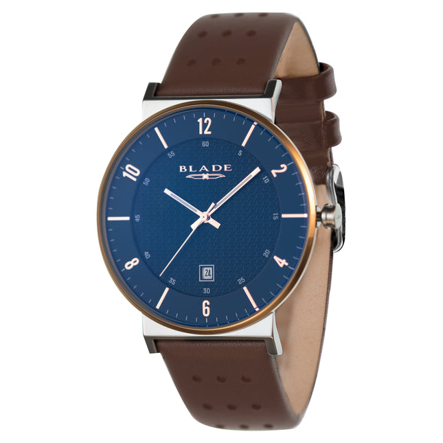 BLADE Wanderer Bichrome 3683G1UBO SS & Leather Date Men's Watch-Impulse Warehouse UAE