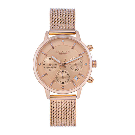 BLADE Venus Pink 3688L2RPR SS Case & Mesh Strap Multifunction Women's Watch