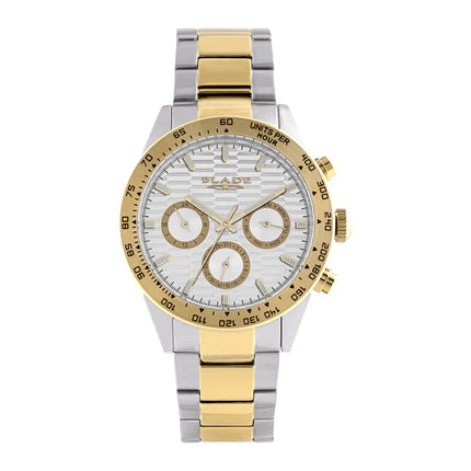 ساعة يد رجالية BLADE Echelon SS Ivory 3708G2TST متعددة الوظائف بهيكل وسوار من الستانلس ستيل