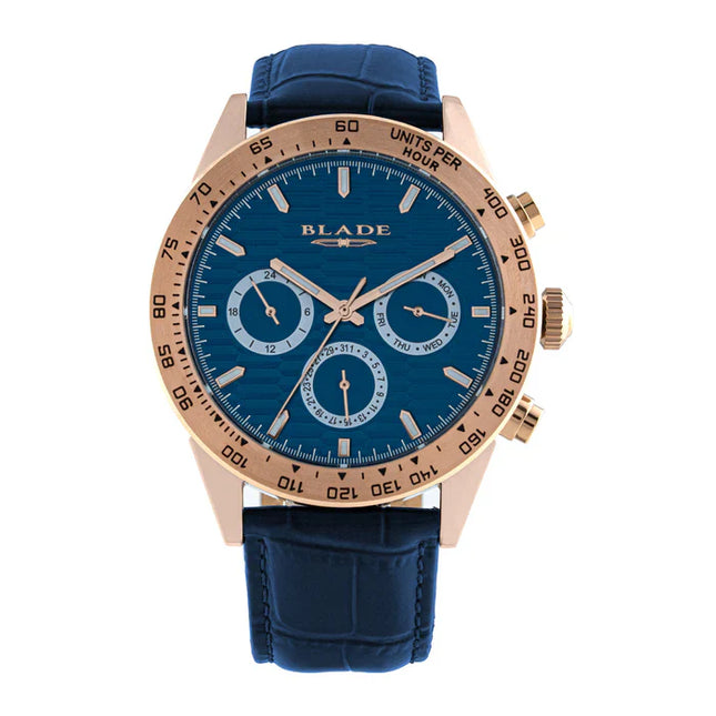 BLADE Echelon Night 3709G1RBB SS Case & Leather Strap Multifunction Men's Watch