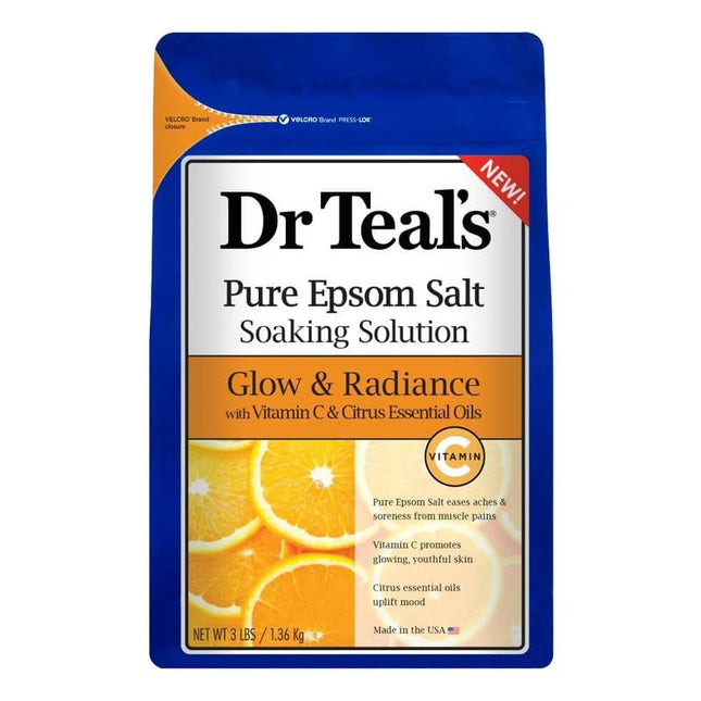 Dr Teal's Glow and Radiance Pure Epsom Salt Soak with Vitamin C 1.36kg-xpressionsstyle