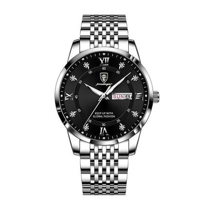 Poedagar 836SLBK Black Dial Stainless Steel Quartz Men's Watch