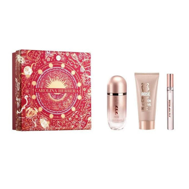 Carolina Herrera 212 Vip Rose EDP 100ml + BL 100ml + TS 10ml Gift Set-Impulse Warehouse UAE