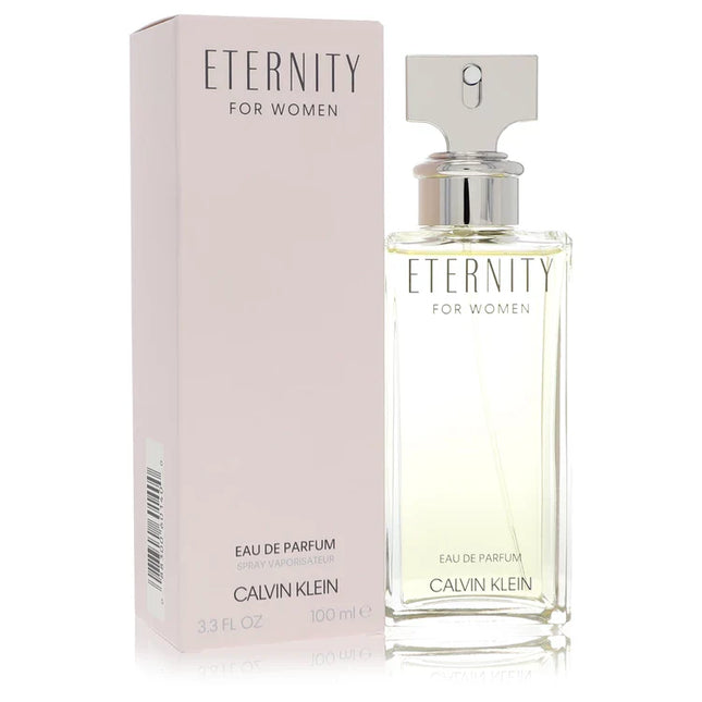 Calvin Klein Eternity for women Eau de Parfum bottle and packaging on a white background - xpressionsstyle