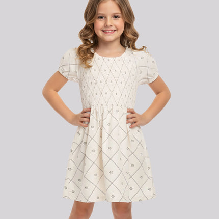Girl's All Over Printed Smocked Dress