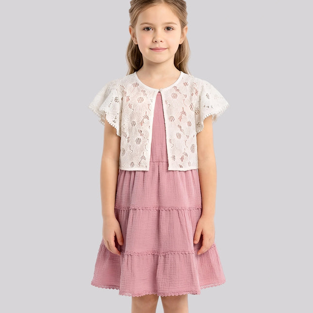Girl's Casual Dress  With Shrug