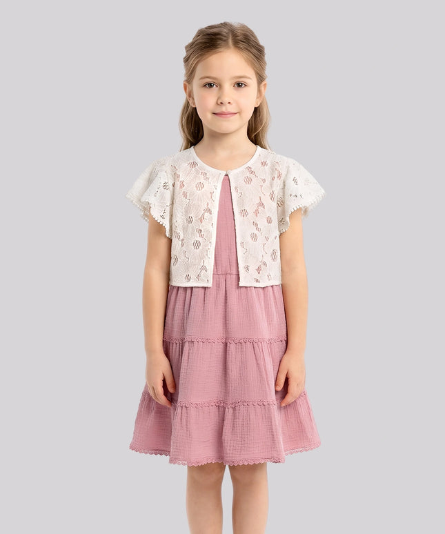 Girl's Casual Dress  With Shrug