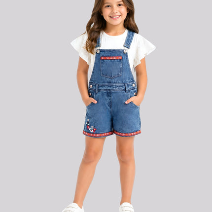 Girl's Top & Short Dungaree Set