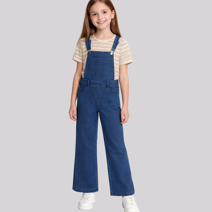 Girl's Top & Long Dungaree Set