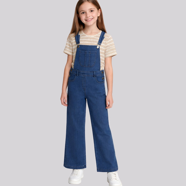 Girl's Top & Long Dungaree Set