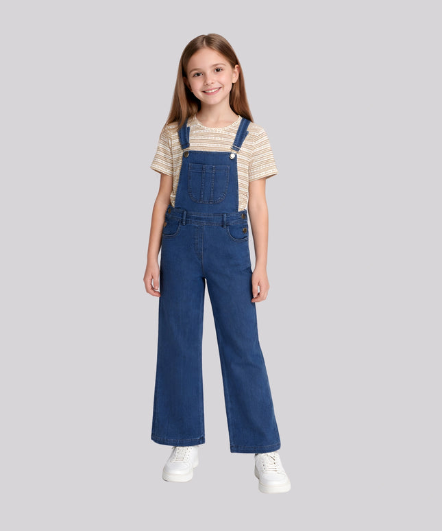 Girl's Top & Long Dungaree Set
