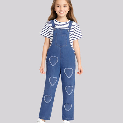 Girl's Top & Long Dungaree Set