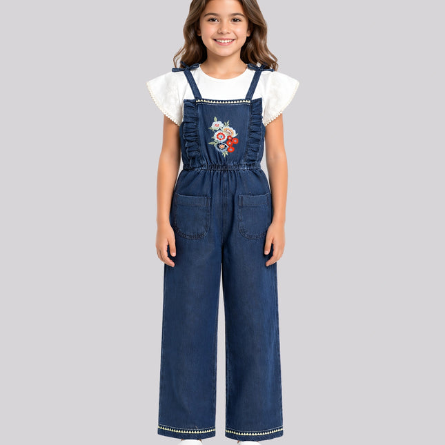 Girl's Top & Long Dungaree Set