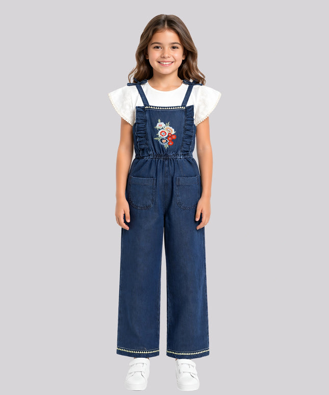 Girl's Top & Long Dungaree Set