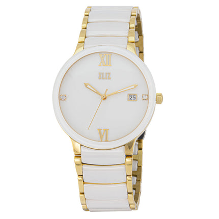 ELIZ ES8866G4GWW SS Case & SS/Ceramic Band Date Men's Watch