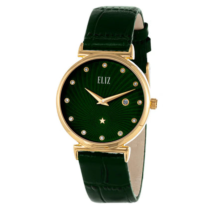 ELIZ ES8910L1GEE SS Caseback Leather 2 Hands Women's Watch
