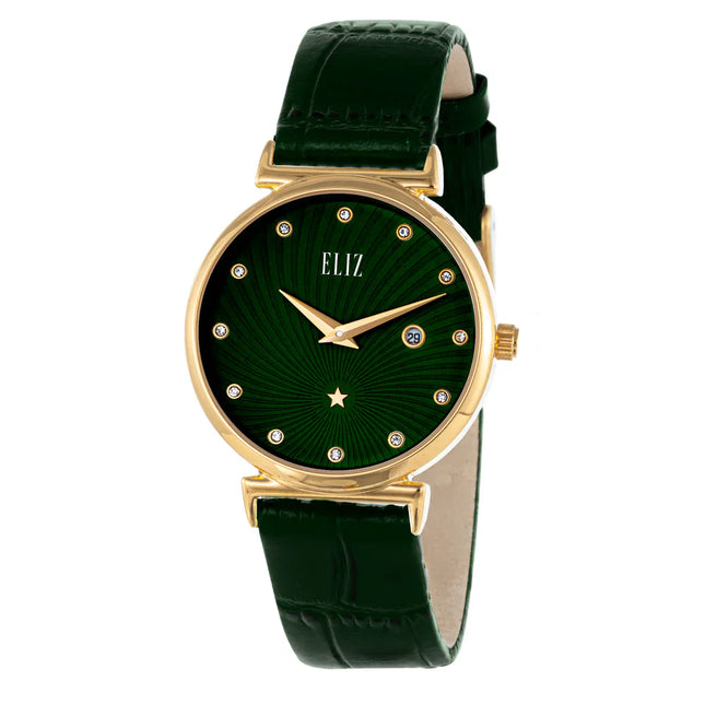 ساعة نسائية ELIZ ES8910L1GEE بحركة عقربين، بهيكل ستانلس ستيل وحزام جلدي