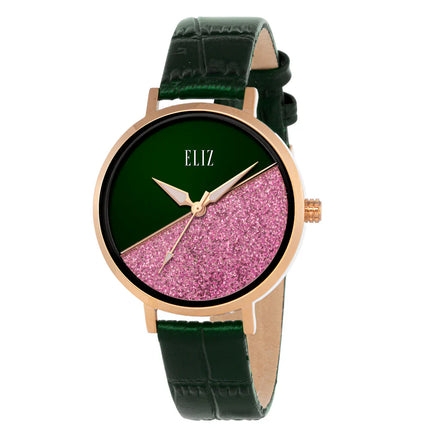 ELIZ ES8911L1REE SS Caseback Leather 3 Hands Women's Watch