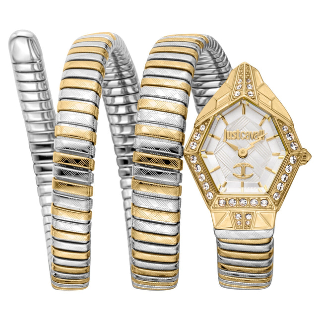 ساعة يد كوارتز جذابة بلونين فضي وذهبي من Just Cavalli JC1L304M0055 للنساء