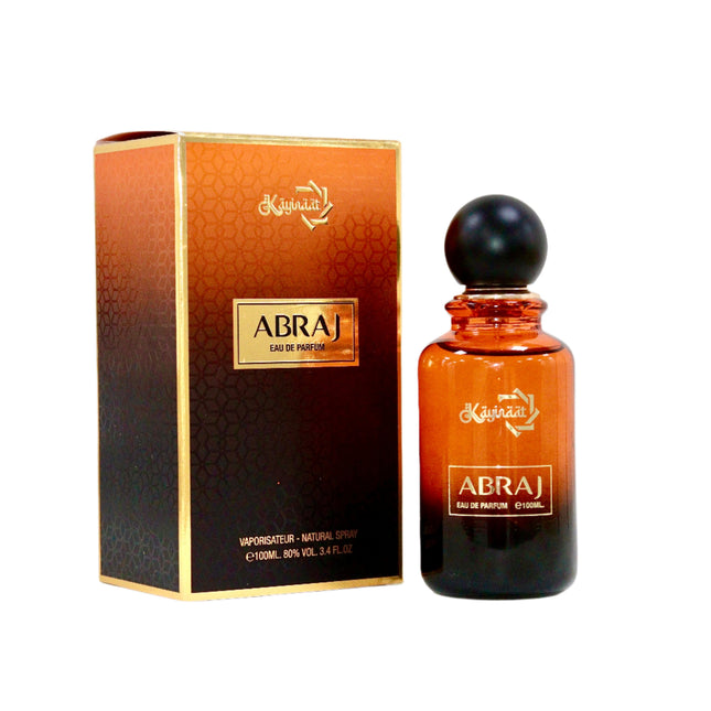 ABRAJ perfume bottle and packaging on a white background
