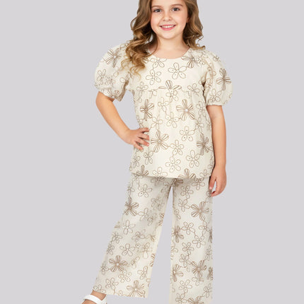Girl’S All Over Embroidered Palazzo Pants