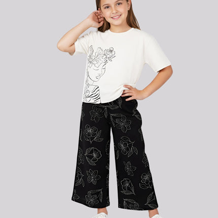 Girl's All Over Printed Palazzo Pants