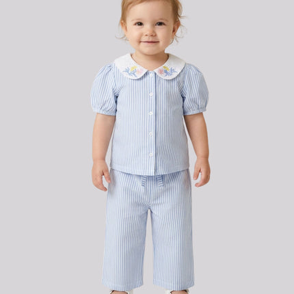 Baby Girl’S Striped Top & Flare Pant Set