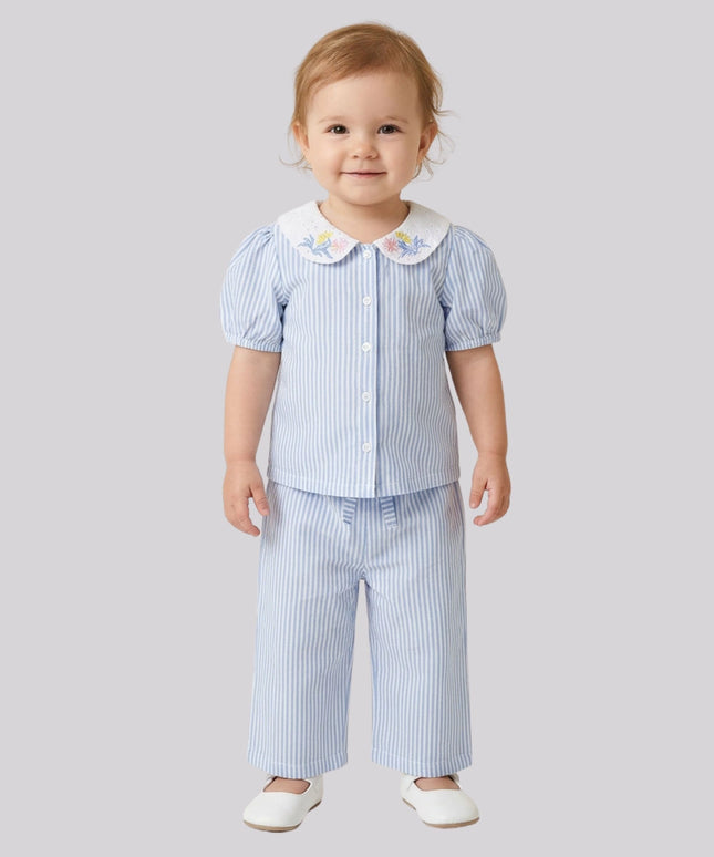 Baby Girl’S Striped Top & Flare Pant Set
