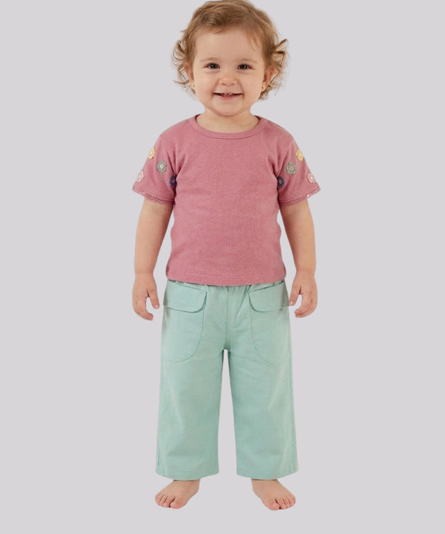 Baby Girl's Top & Woven Pant Set