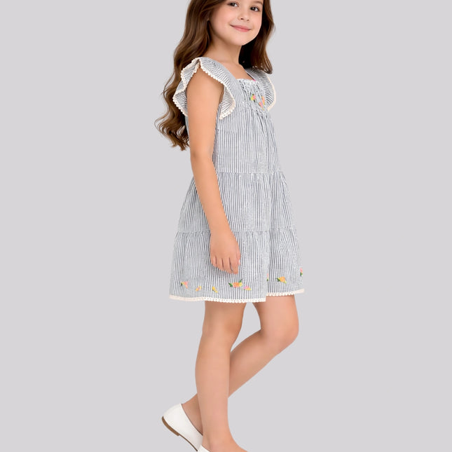 Girl's Striped Printed Playsuit – image 2