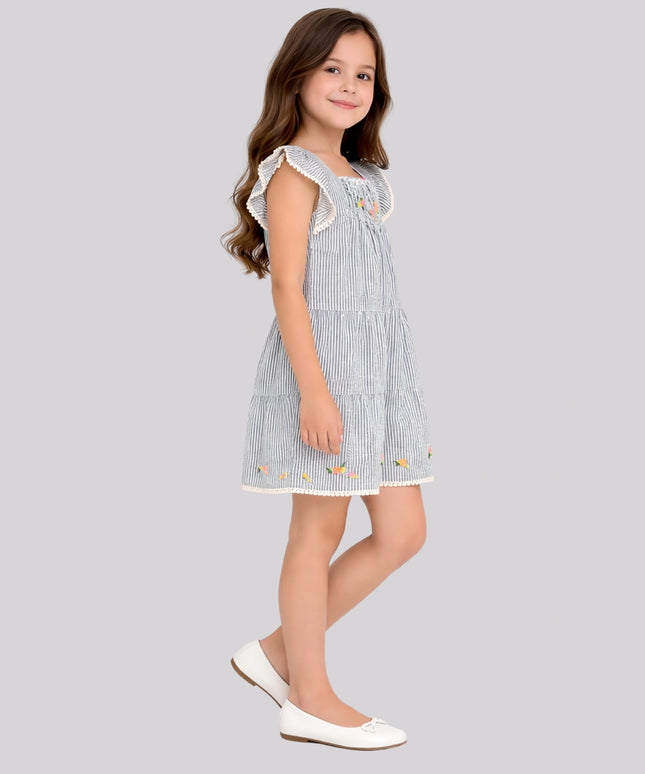 Girl's Striped Printed Playsuit – image 2
