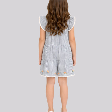 Girl's Striped Printed Playsuit – image 3