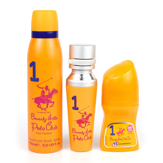 Polo Club No.1 Gift Set for Women EDP Deodorant 175ml + 50ml + Antiperspirant Roll On 50ml-Impulse Warehouse UAE