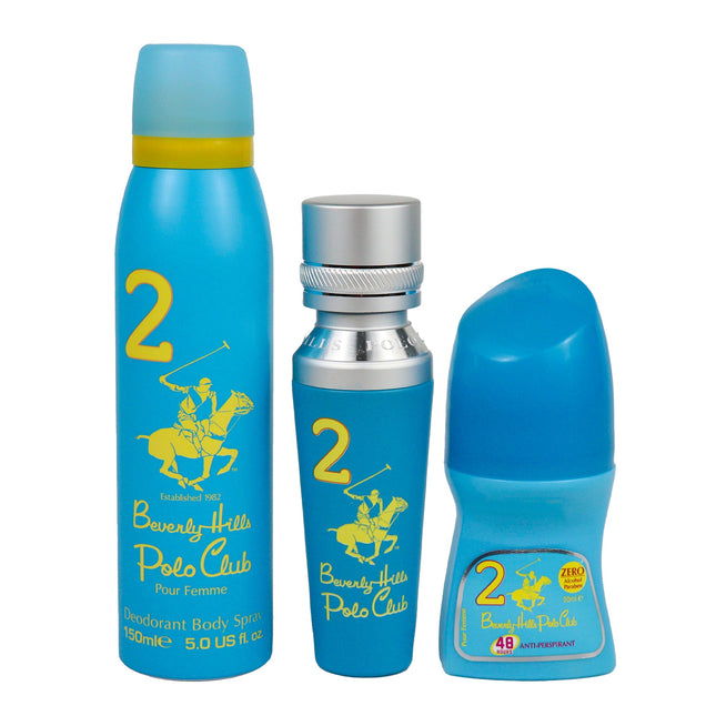Polo Club No.2 Gift Set for Women EDP Deodorant 175ml + 50ml + Antiperspirant Roll On 50ml-Impulse Warehouse UAE