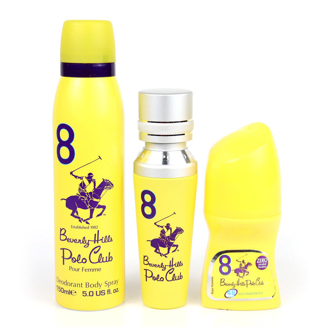 Polo Club No.8 Gift Set for Women EDP Deodorant 175ml + 50ml + Antiperspirant Roll On 50ml-Impulse Warehouse UAE