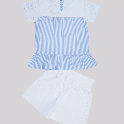 Baby Girl’S Schiffli Embroidered Top & Shorts Set – image 2