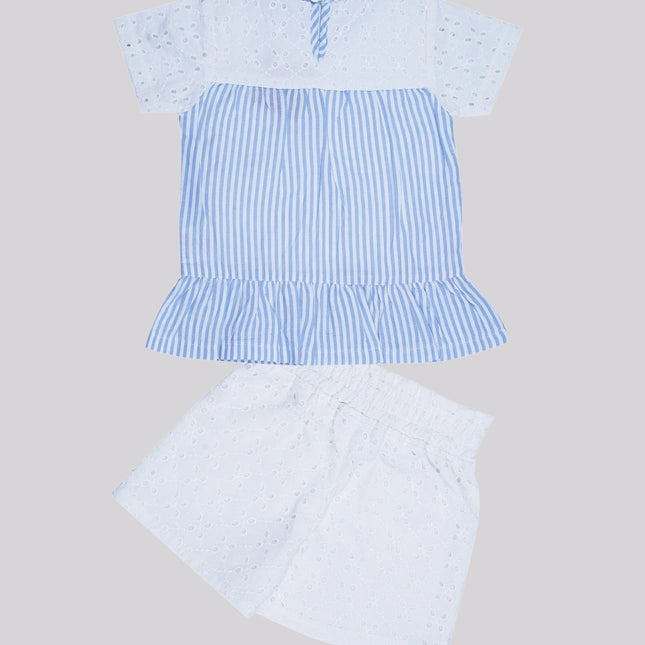 Baby Girl’S Schiffli Embroidered Top & Shorts Set – image 2