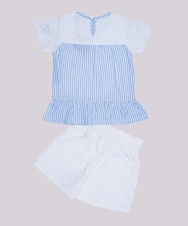 Baby Girl’S Schiffli Embroidered Top & Shorts Set – image 2
