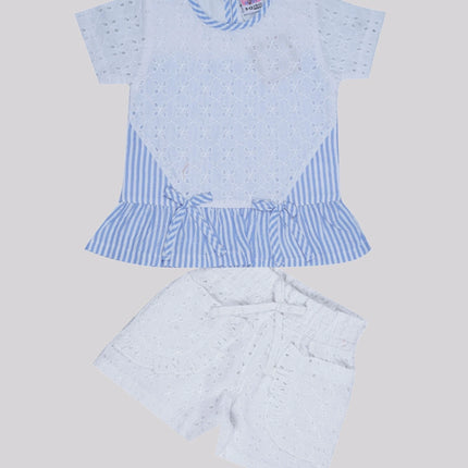 Baby Girl’S Schiffli Embroidered Top & Shorts Set – image 3