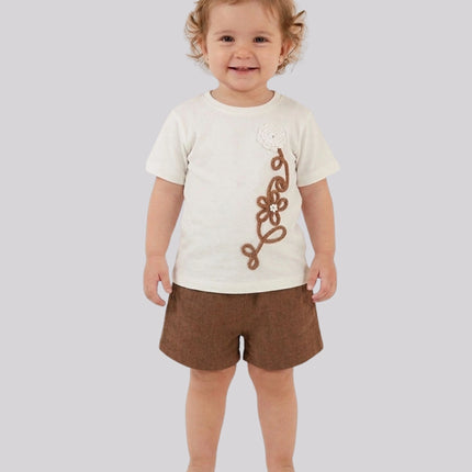 Baby Girl’S Embroidered Top & Shorts Set