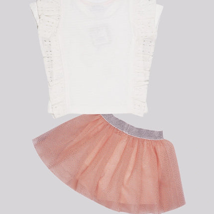 Baby Girl’S Schiffli Embroidered Top & Tulle Skort Set – image 3