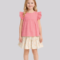 Girl’S All Over Printed Smocked Skirt