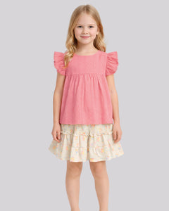 Girl’S All Over Printed Smocked Skirt