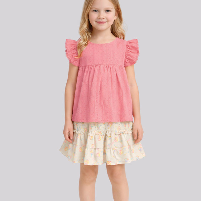 Girl’S All Over Printed Smocked Skirt