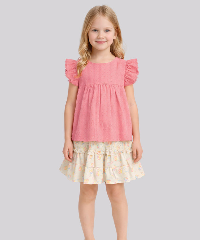 Girl’S All Over Printed Smocked Skirt