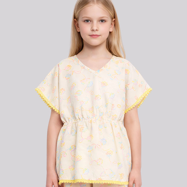 Girl's All Over Printed Kaftan Top